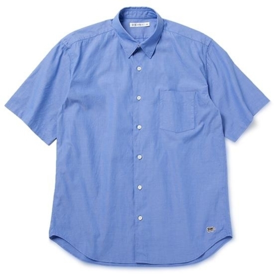 【別注】FINX Cotton Oxford Regular Collar S／S Shirt WITH FACE MASK (Sax Blue)